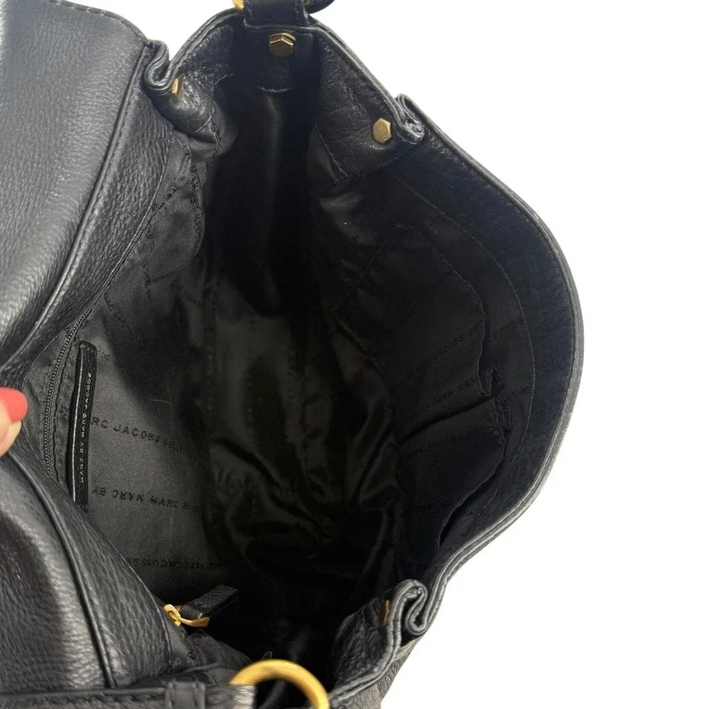 Marc By Marc Jacobs Black Leather Shoulder Bag Crossbody Purse‎ Flap 12